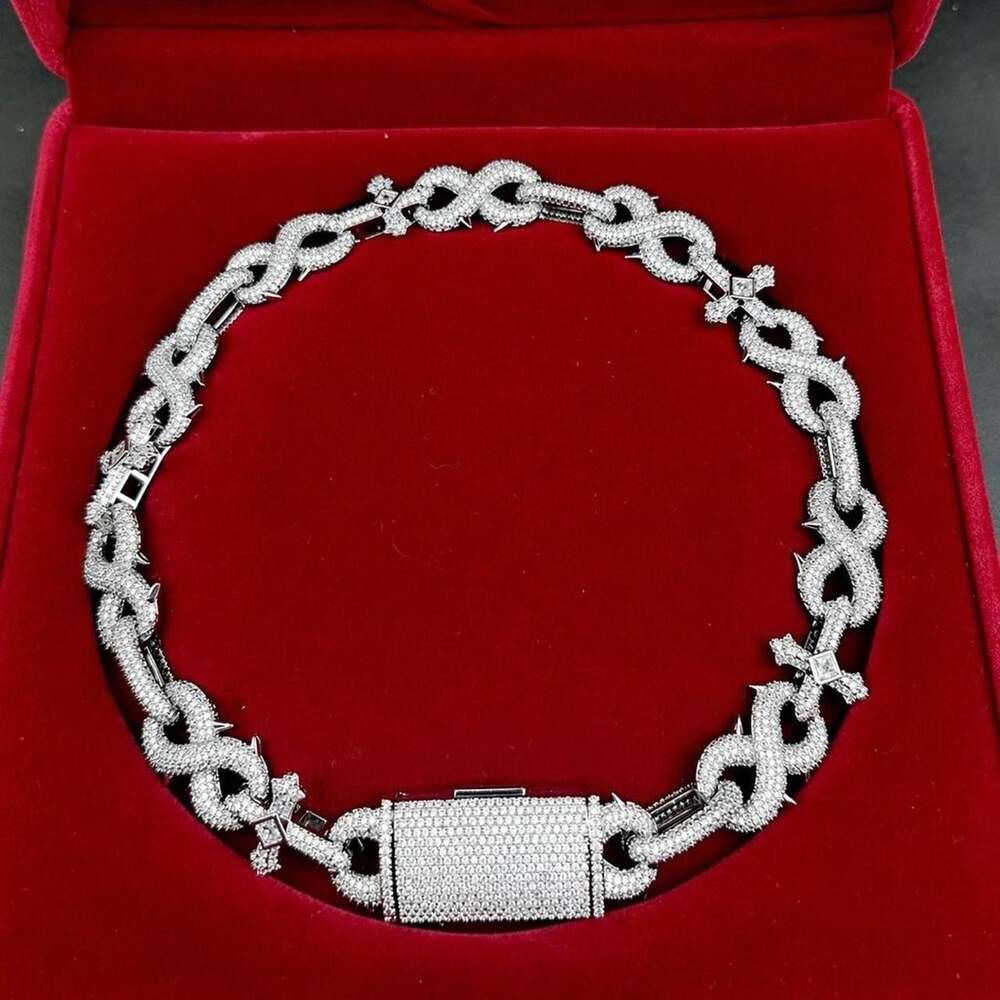 20 Inch Silver Iced Out Cross 9408